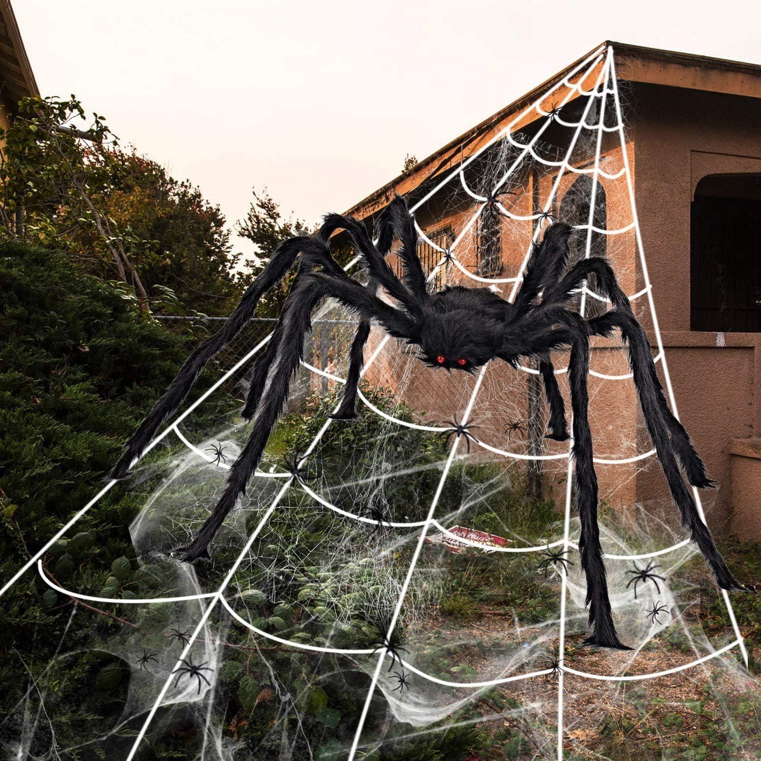 Halloween Deko Set Riesiges Spinnennetz Spinne Spinnweben Mini Spinne
