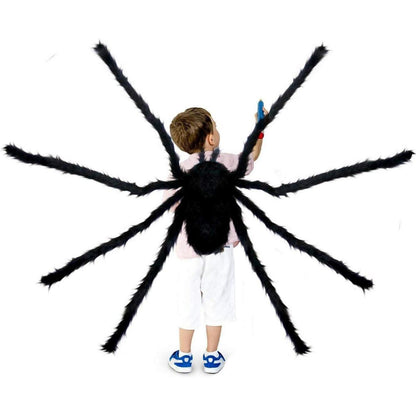 Halloween Deko Set: XXL Spinnennetz 700cm + Riesenspinne