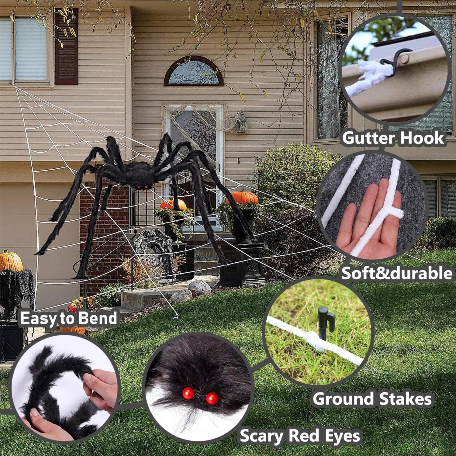 XXL Halloween Deko 700cm Spinnennetz 200cm Spinne 30 Mini Spinne