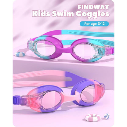 Schwimmbrille Kinder | 2 Stücke Junior Anti Nebel UV Schutz