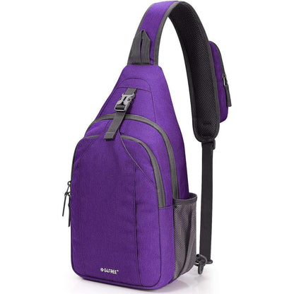 Sling Bag Rucksack mit Diebstahlschutz, Violett/Grau