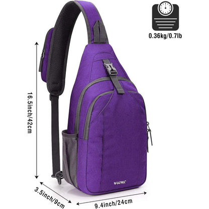 Sling Bag Rucksack mit Diebstahlschutz, Violett/Grau