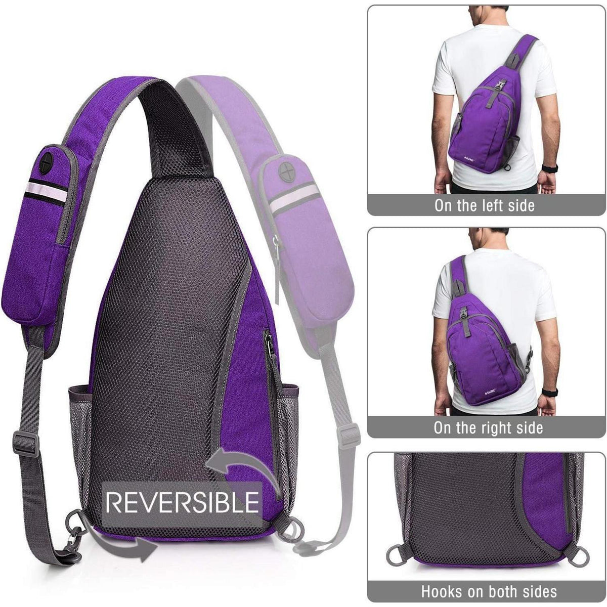 Sling Bag Rucksack mit Diebstahlschutz, Violett/Grau