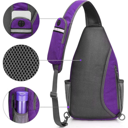 Sling Bag Rucksack mit Diebstahlschutz, Violett/Grau