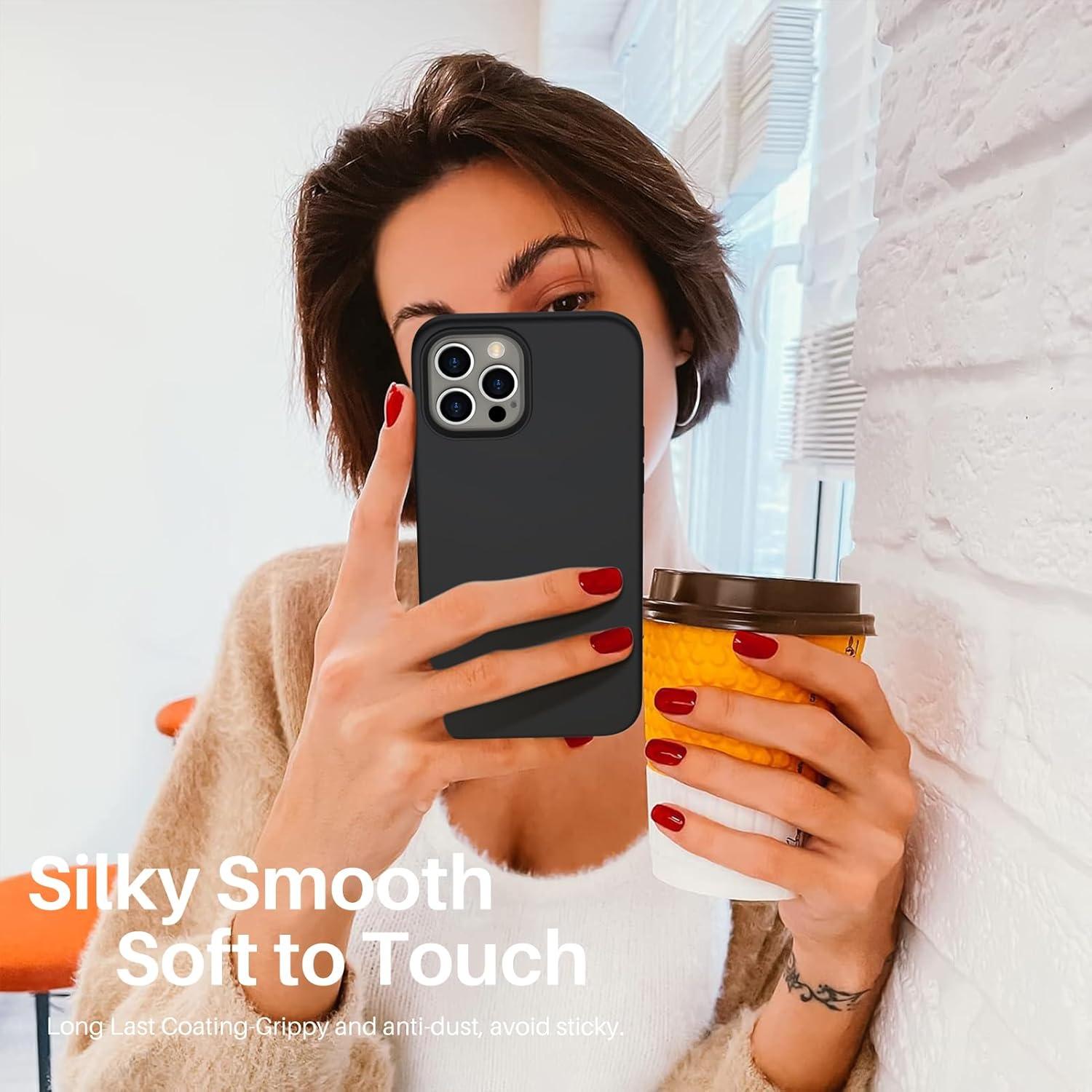 iPhone 12 Pro 6,1 Silikon Case Schwarz Flüssig Schutz Hülle