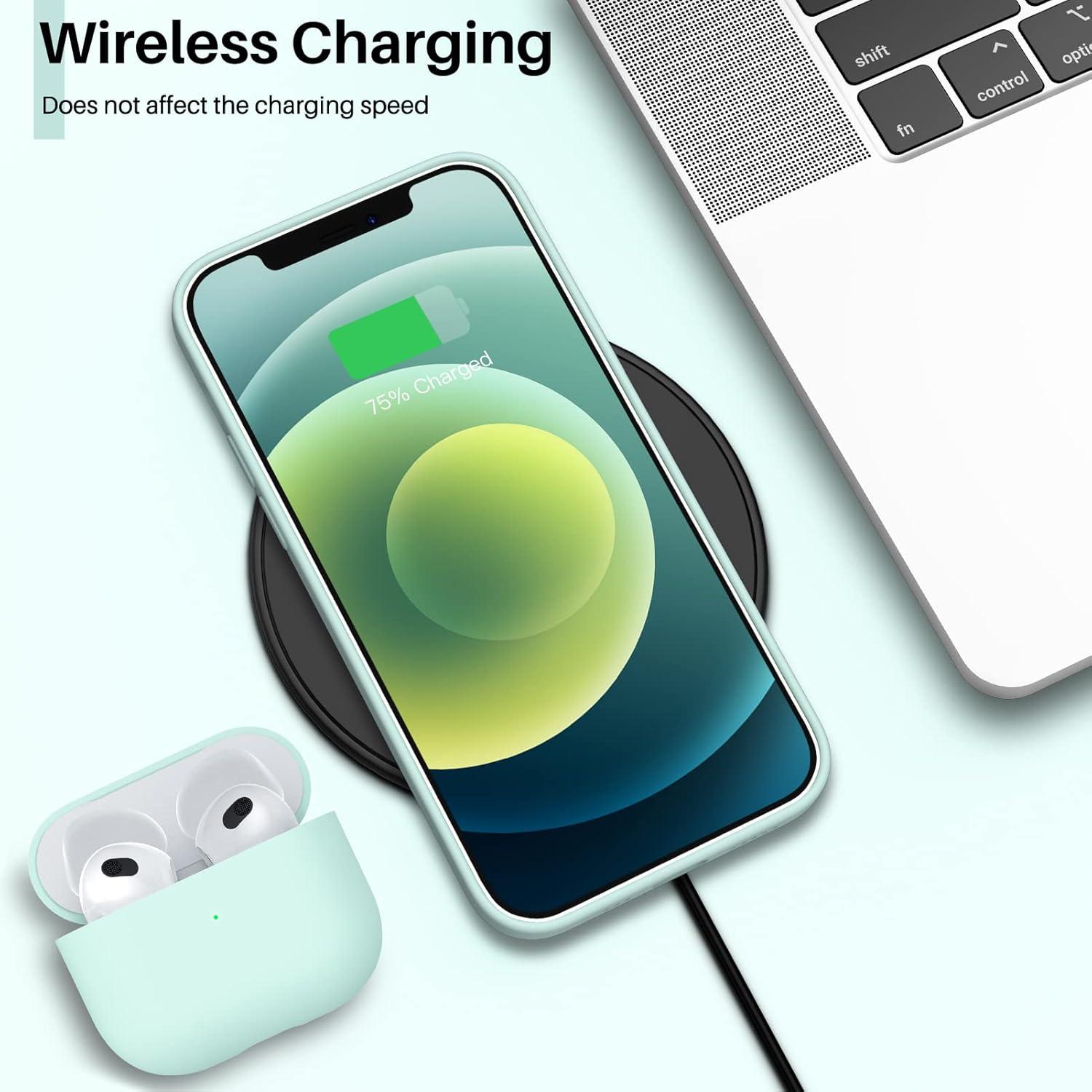 Flüssig Silikon Hülle für iPhone 12/12 Pro 6,1 Zoll Schutz Minzgrün