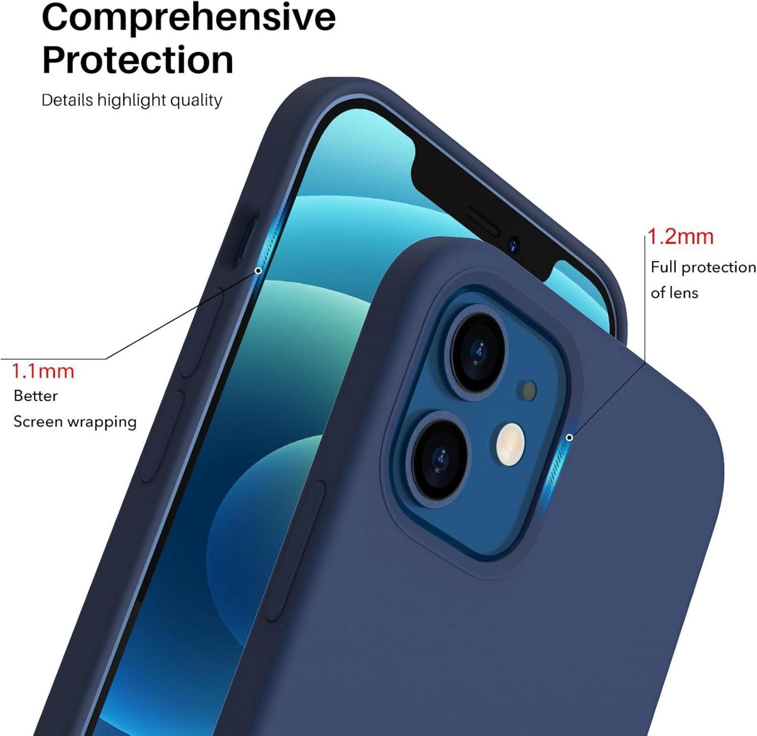 ORNARTO iPhone 12 Mini Silikon Case Hülle Voller Schutz 5,4 Zoll Dunkelmarine