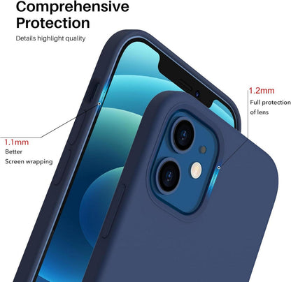 ORNARTO iPhone 12 Mini Silikon Case Hülle Voller Schutz 5,4 Zoll Dunkelmarine