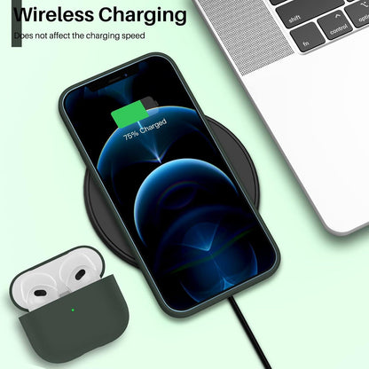 iPhone 12 Pro Max 6,7 Silikon Case Flüssig Voller Schutz Zyperngrün