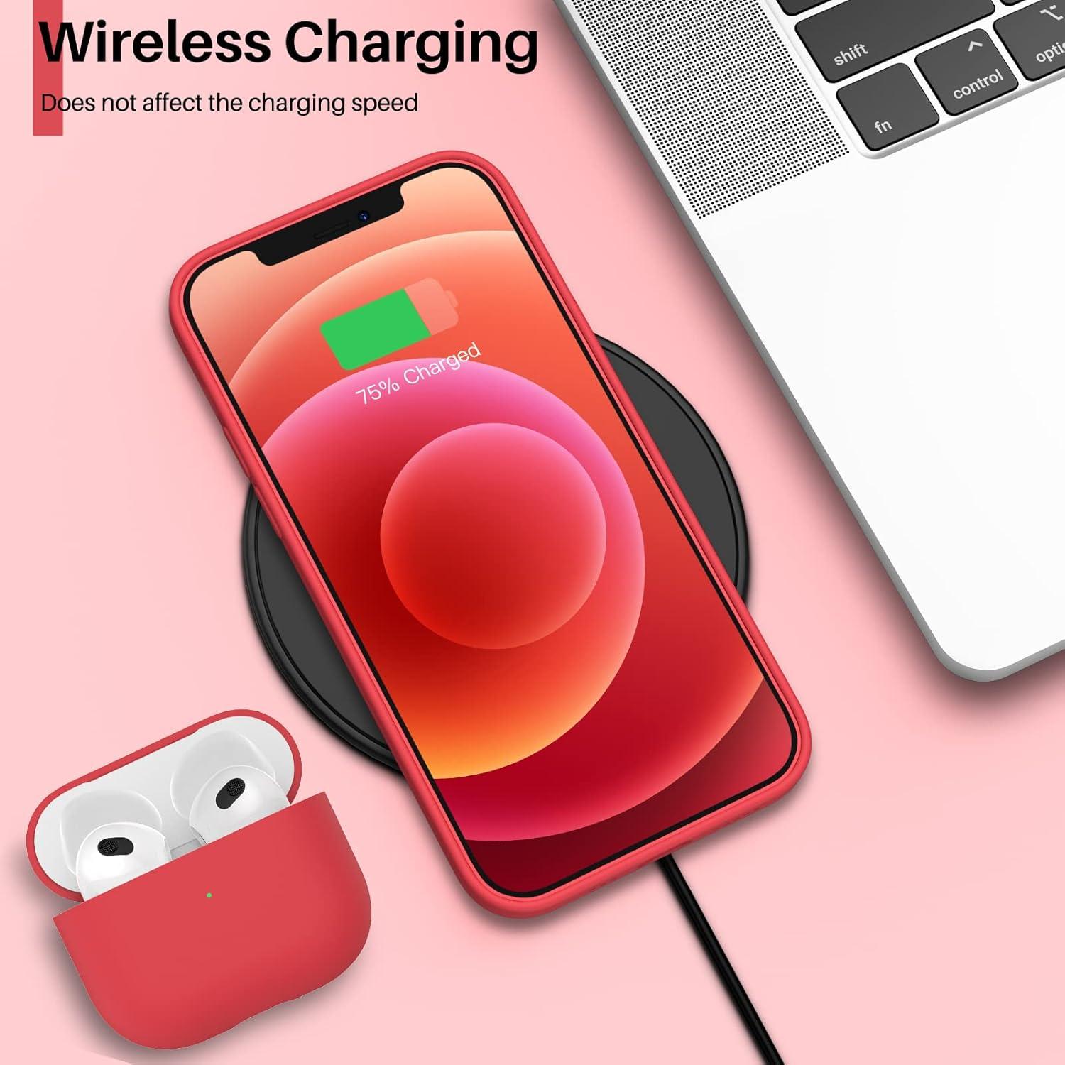 Silikon Case Hülle für iPhone 12 Pro 6,1 Voller Schutz Flüssig Rot