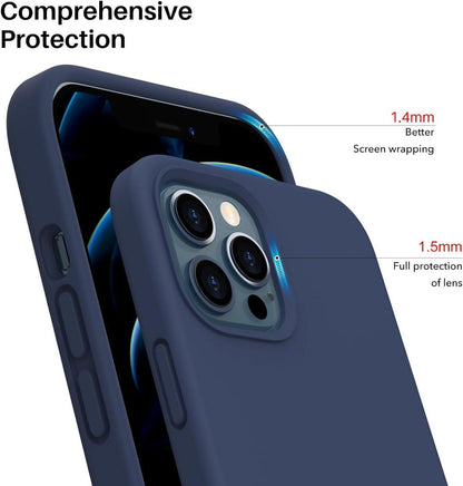 ORNARTO Silikon Hülle kompatibel mit iPhone 12 Pro Max 6,7 Stoßfeste Schutzhülle Marinesilber