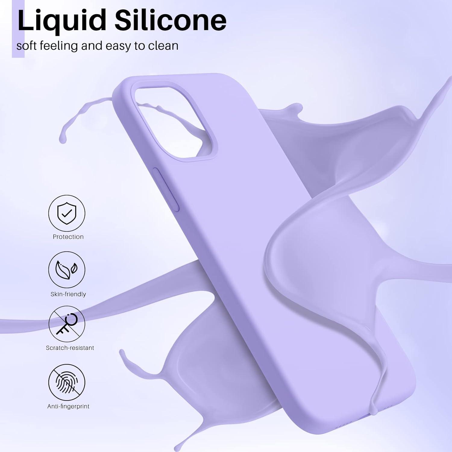 ORNARTO iPhone 12 Mini Silikon Case flüssig Handyhülle Lila 5,4 Zoll