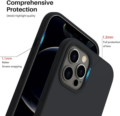 iPhone 12 Pro Max 6,7 Silikon Case Hülle Ultra Dünn Voller Schutz Flüssig Schwarz
