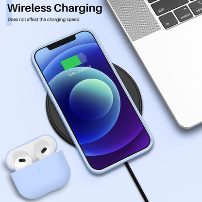 iPhone 12 Mini 5,4 Silikon Hülle Ultra Dünn Schutz Flüssig Silikon Hellblau