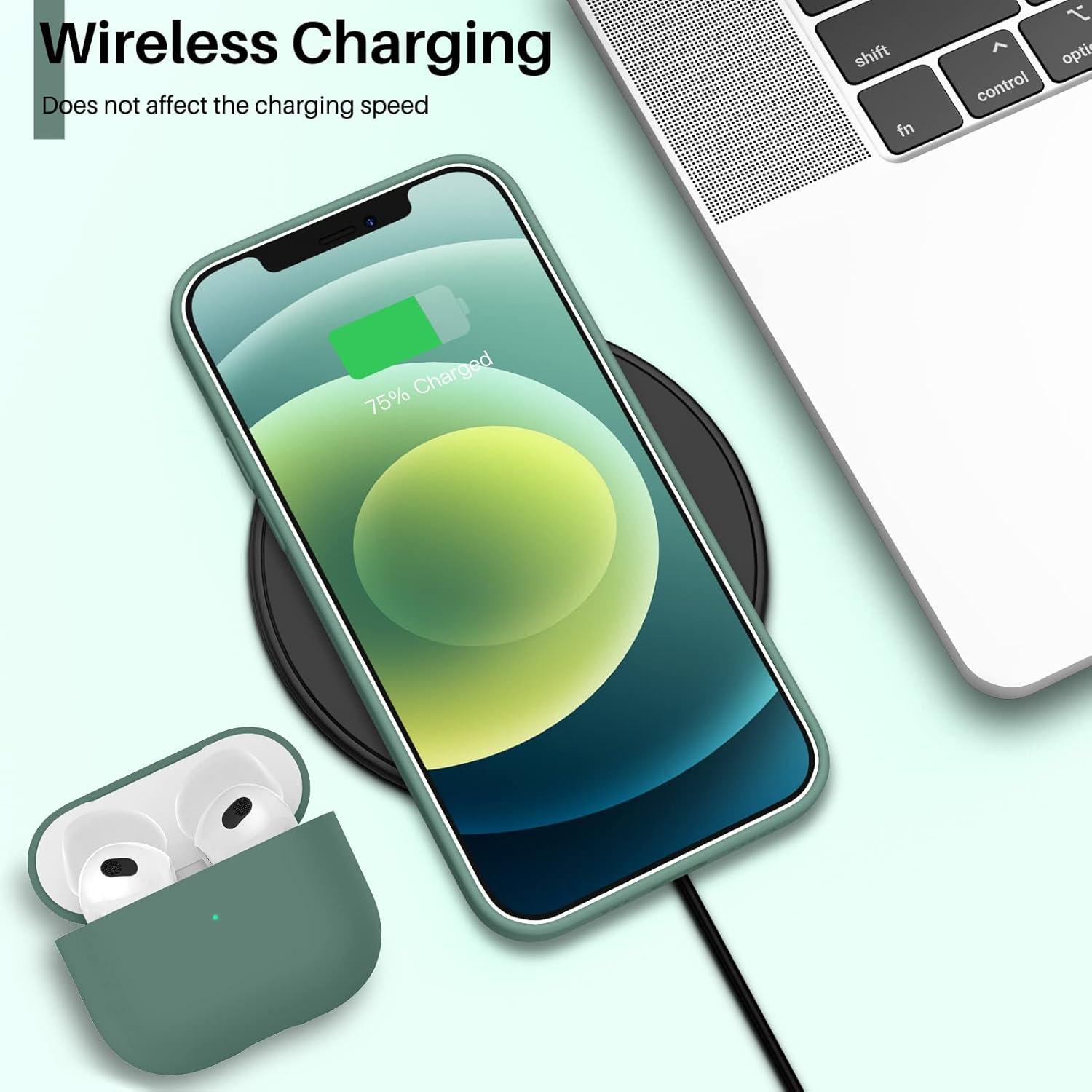 iPhone 12 Mini Silikon Hülle Ultra Dünn Flüssig Schutz Piniengrün