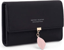 Geldbörse Damen Schwarz Elegant Portemonnaie Fächer