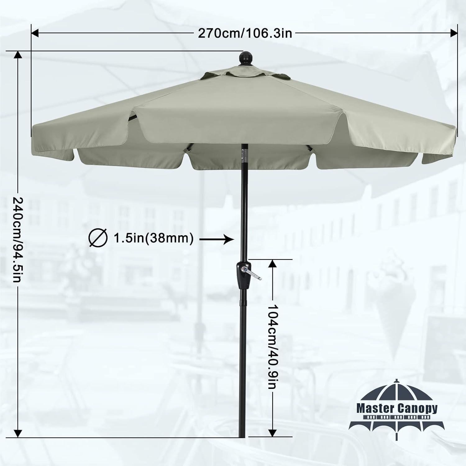 Sonnenschirm 270 cm wasserdicht langlebig Grau 8 Rippen