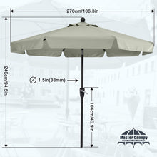 Sonnenschirm 270 cm wasserdicht langlebig Grau 8 Rippen