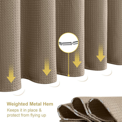 Waffel Duschvorhang Textil Anti-Schimmel Wasserdicht 182x182cm Khaki