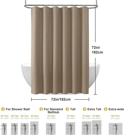Waffel Duschvorhang Anti Schimmel 182x182cm Khaki inkl. Metallringe