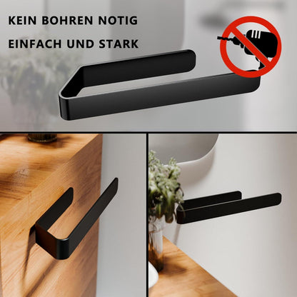 Handtuchhalter Schwarz Matt Aluminium zum Kleben 32cm