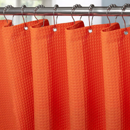 Waffel Textil Duschvorhang + Metallringe Anti Schimmel