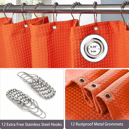 Waffel Duschvorhang Textil Anti Schimmel Wasserdicht Orange 182x182cm