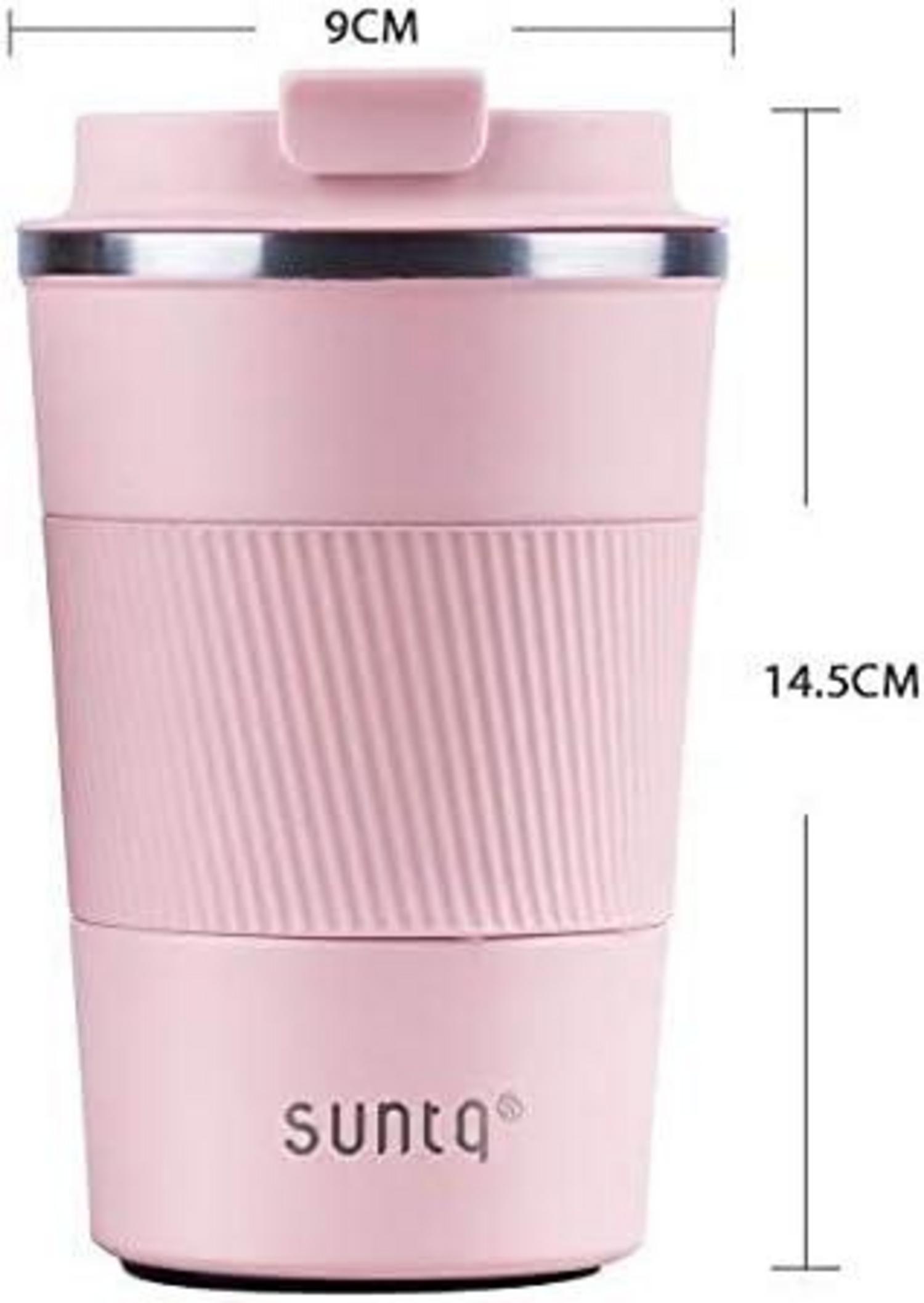 SUNTQ Kaffeebecher to go Thermo aus Edelstahl Rosa 380ml