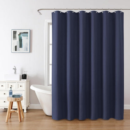 Waffel Duschvorhang Marineblau Stoff Textil Anti Schimmel