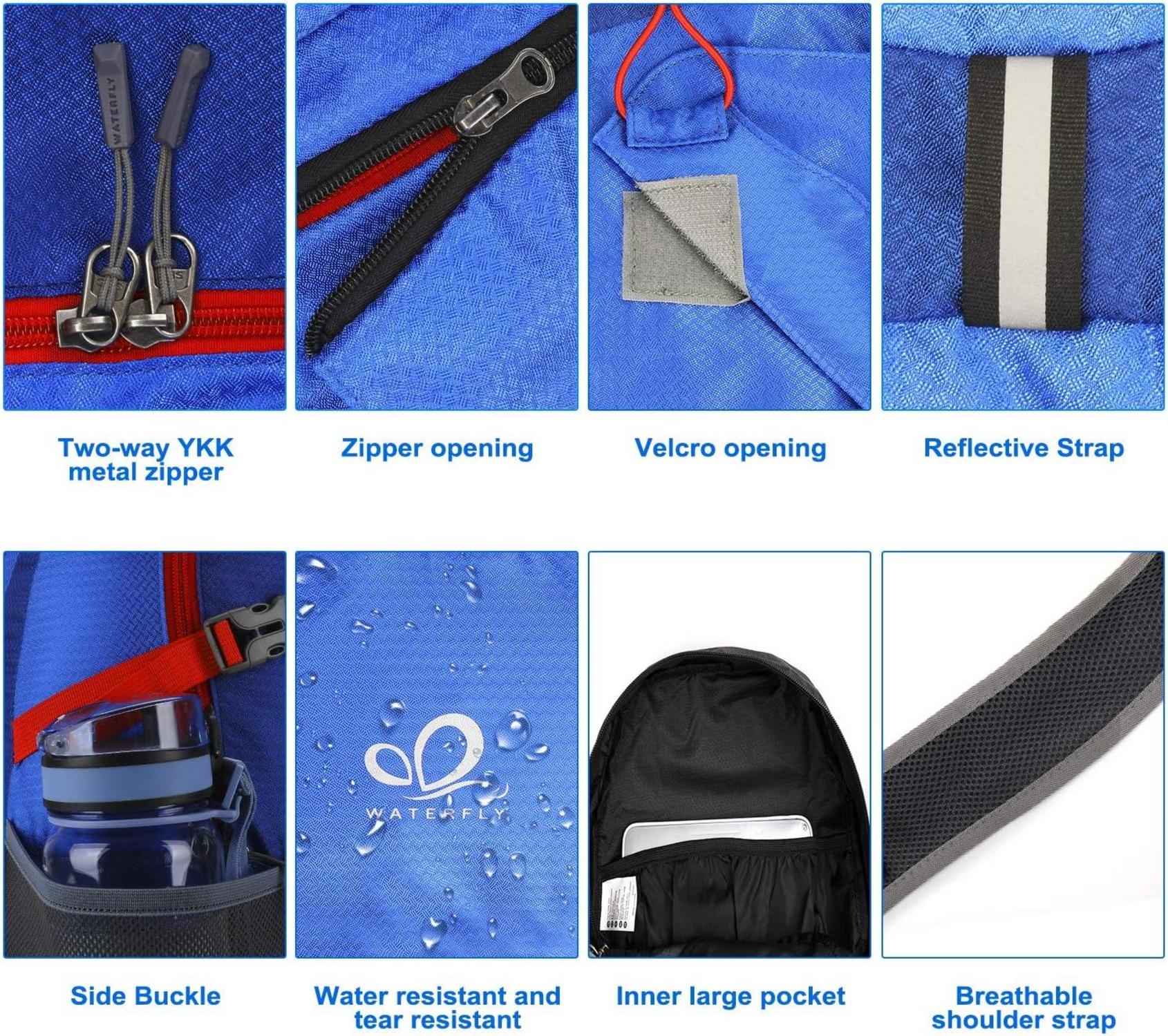 Ultraleichter Faltbarer Rucksack 20L Blau für Outdoor Trekking