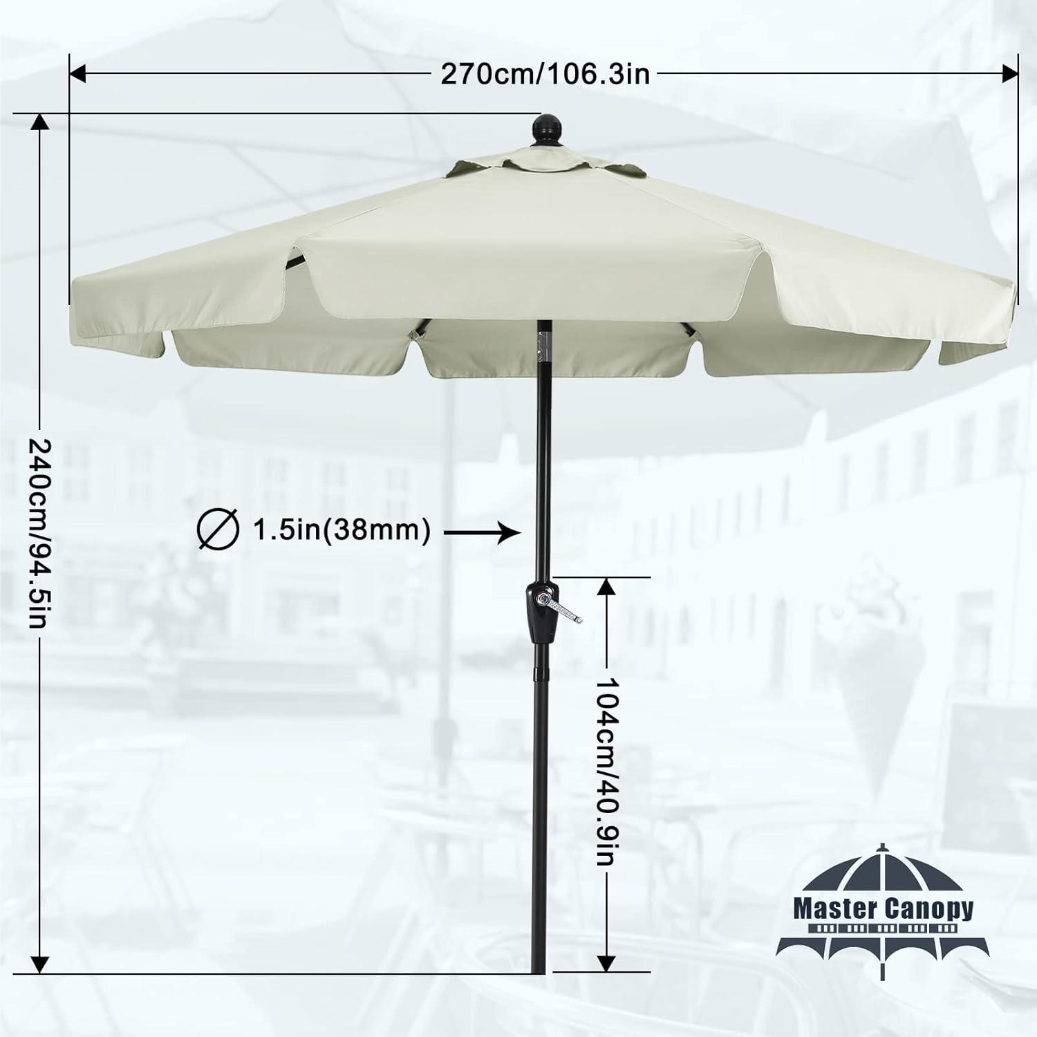 270cm Sonnenschirm mit Volant und 8 Rippen - Beige