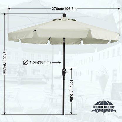 270cm Sonnenschirm mit Volant und 8 Rippen - Beige