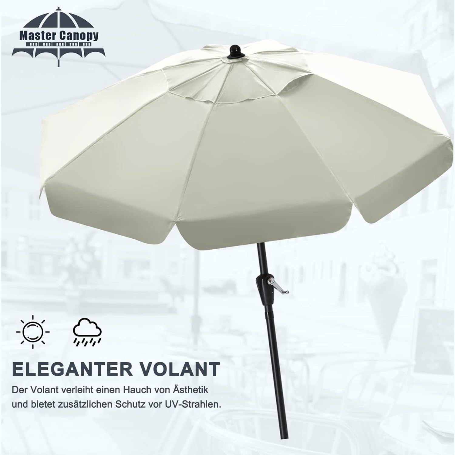 Sonnenschirm 270cm mit Volant und 8 Rippen Beige