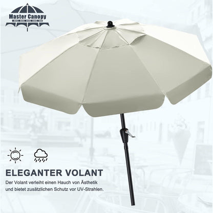 Sonnenschirm 270cm mit Volant und 8 Rippen Beige