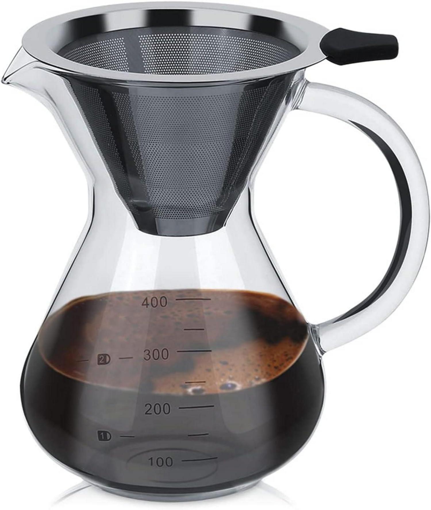 Tropfkaffeemaschine Pour Over Kaffeebereiter Edelstahl Borosilikatglas