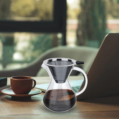 Pour Over Kaffeemaschine mit Glaskaraffe und Edelstahlfilter