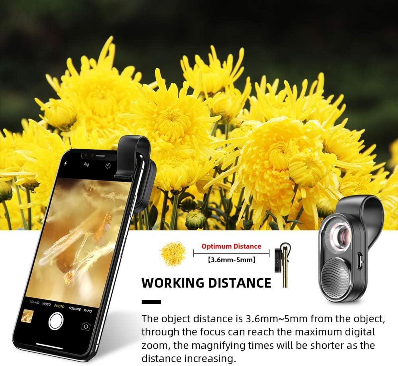 Apexel Mini-Mikroskop 100x LED-Objektiv USB-Ladekabel