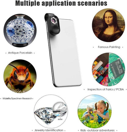 Apexel 100x Mini-Mikroskop LED-Objektiv USB-Ladekabel multifarbig