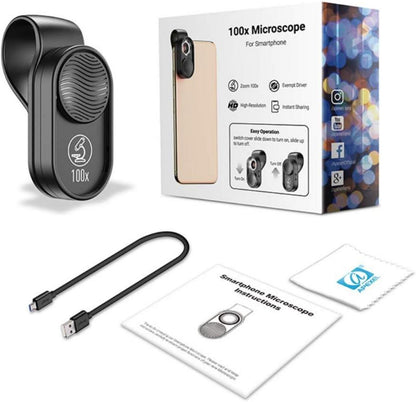 Apexel 100x Mini-Mikroskop LED-Objektiv USB-Ladekabel multifarbig