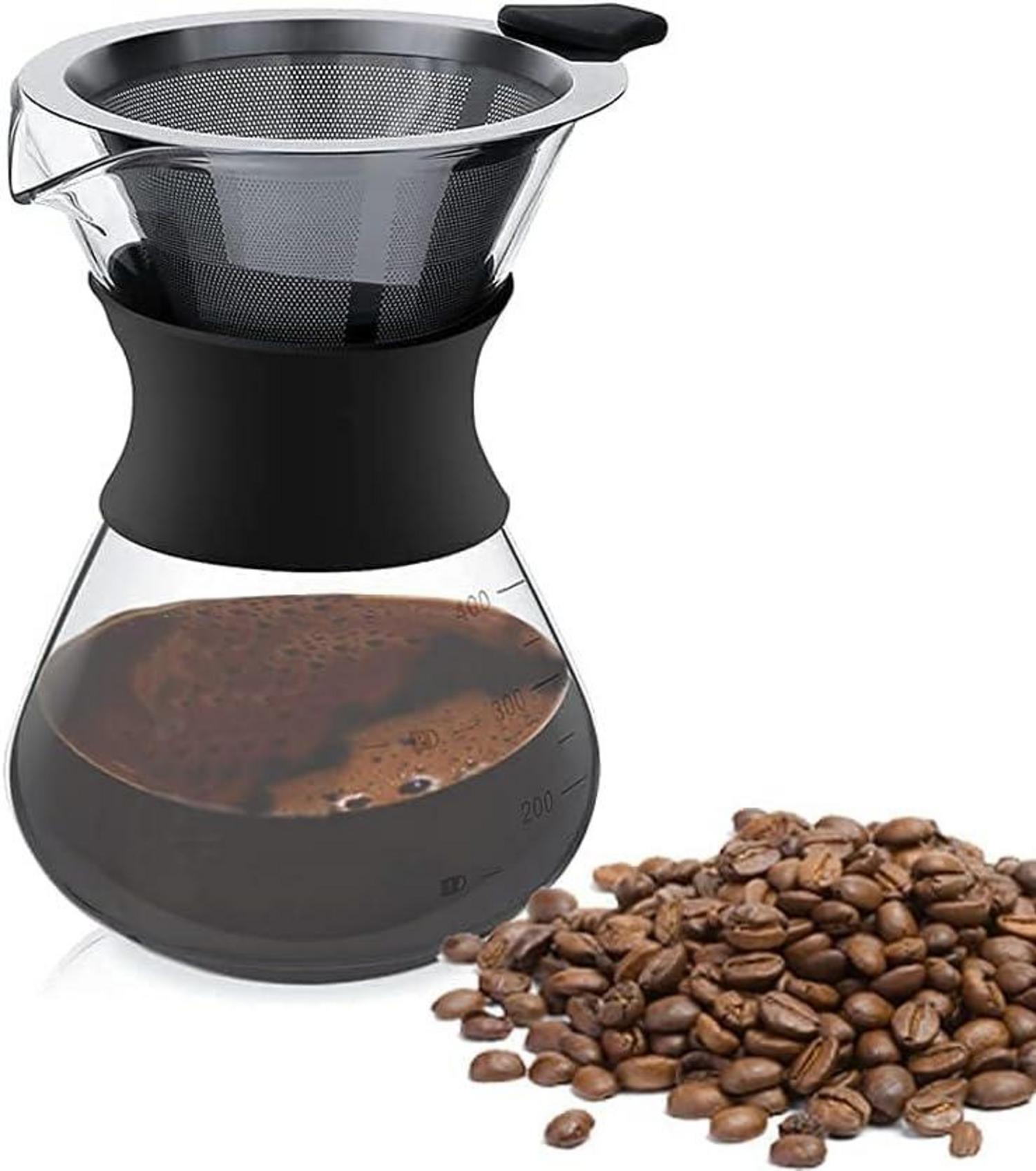 Pour Over Kaffeemaschine Dripper 400ml Edelstahl GlasPermanentfilter