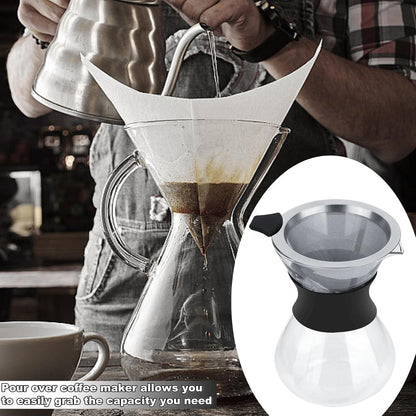 Pour Over Kaffeemaschine Dripper 400ml Edelstahl GlasPermanentfilter