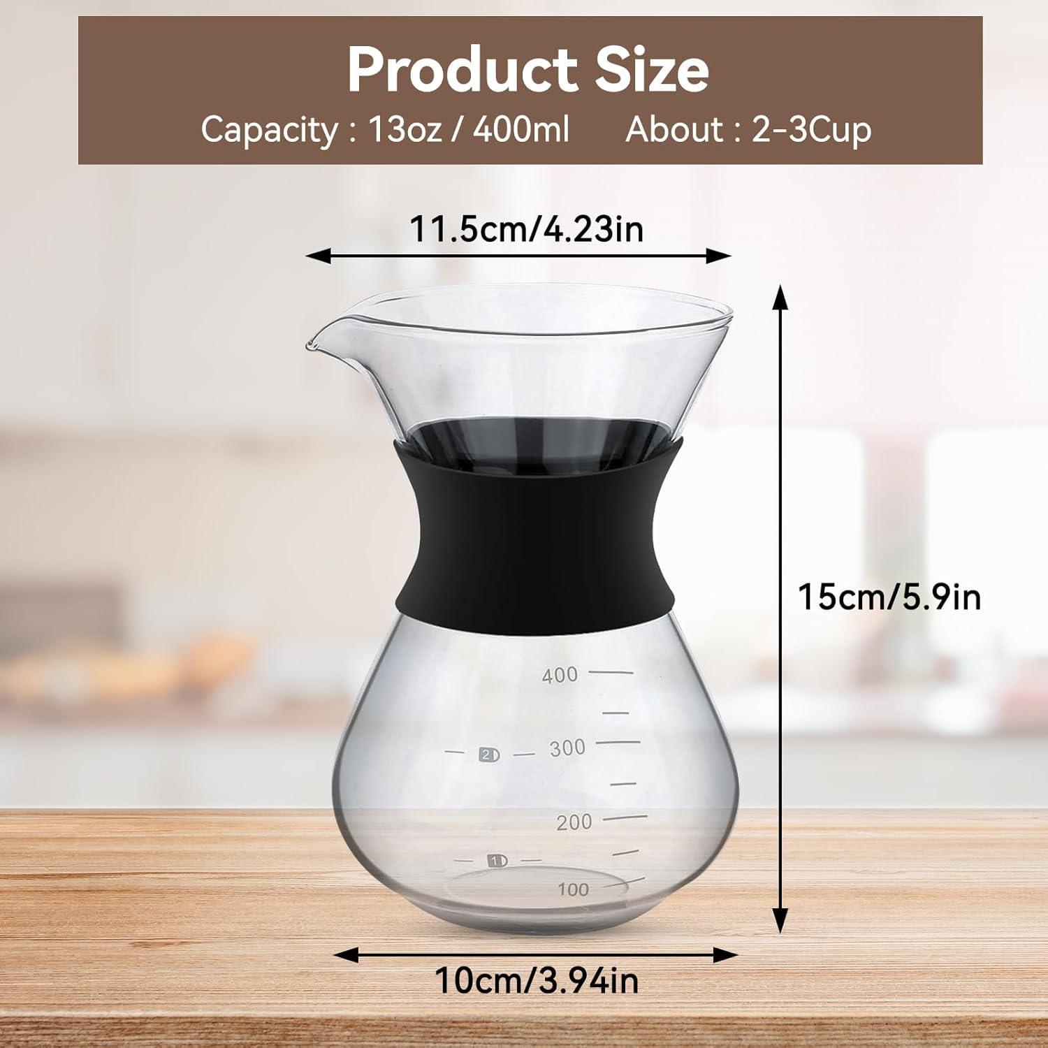 Pour Over Kaffeemaschine 400ml Borosilikatglas Edelstahlfilter