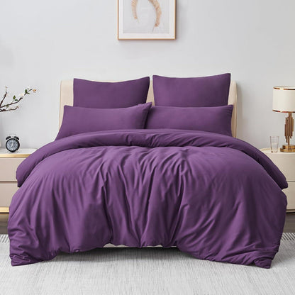 Bettwäsche Set 200x220cm Lila Mikrofaser 3tlg mit