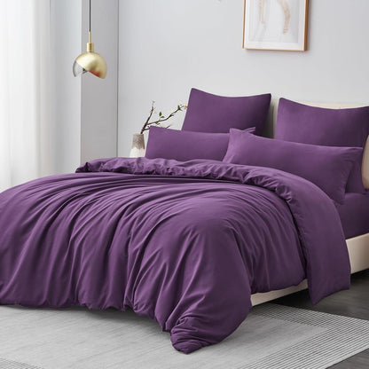 Bettwäsche Set 200x220cm Lila Mikrofaser 3tlg mit