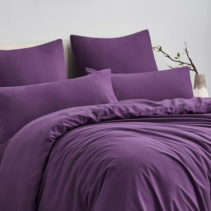 Bettwäsche Set 200x220cm Lila Mikrofaser 3tlg mit