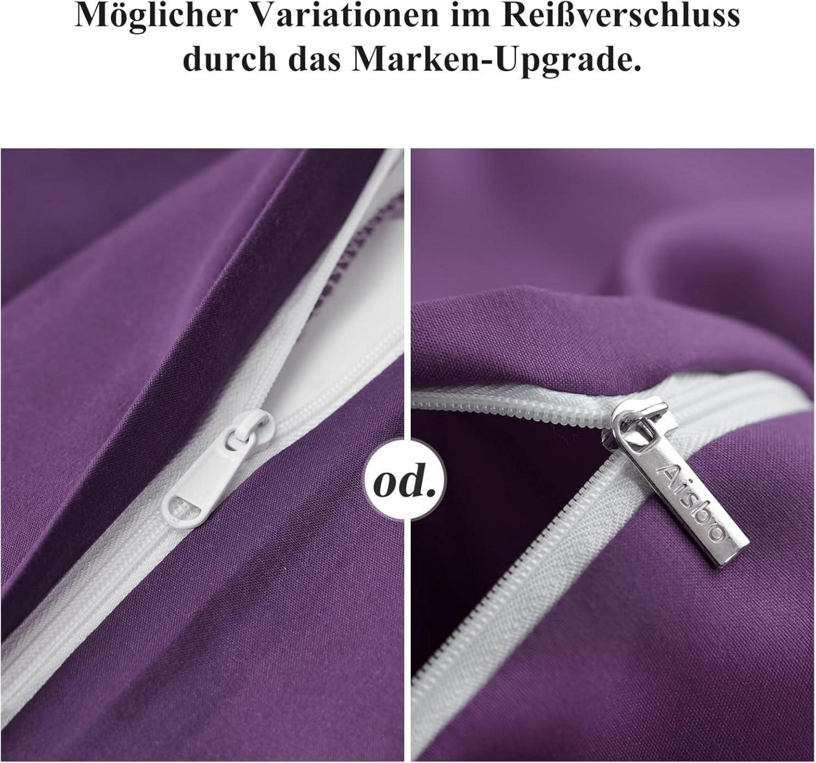 Bettwäsche Set 200x220cm Lila 3tlg. Mikrofaser Reißverschluss