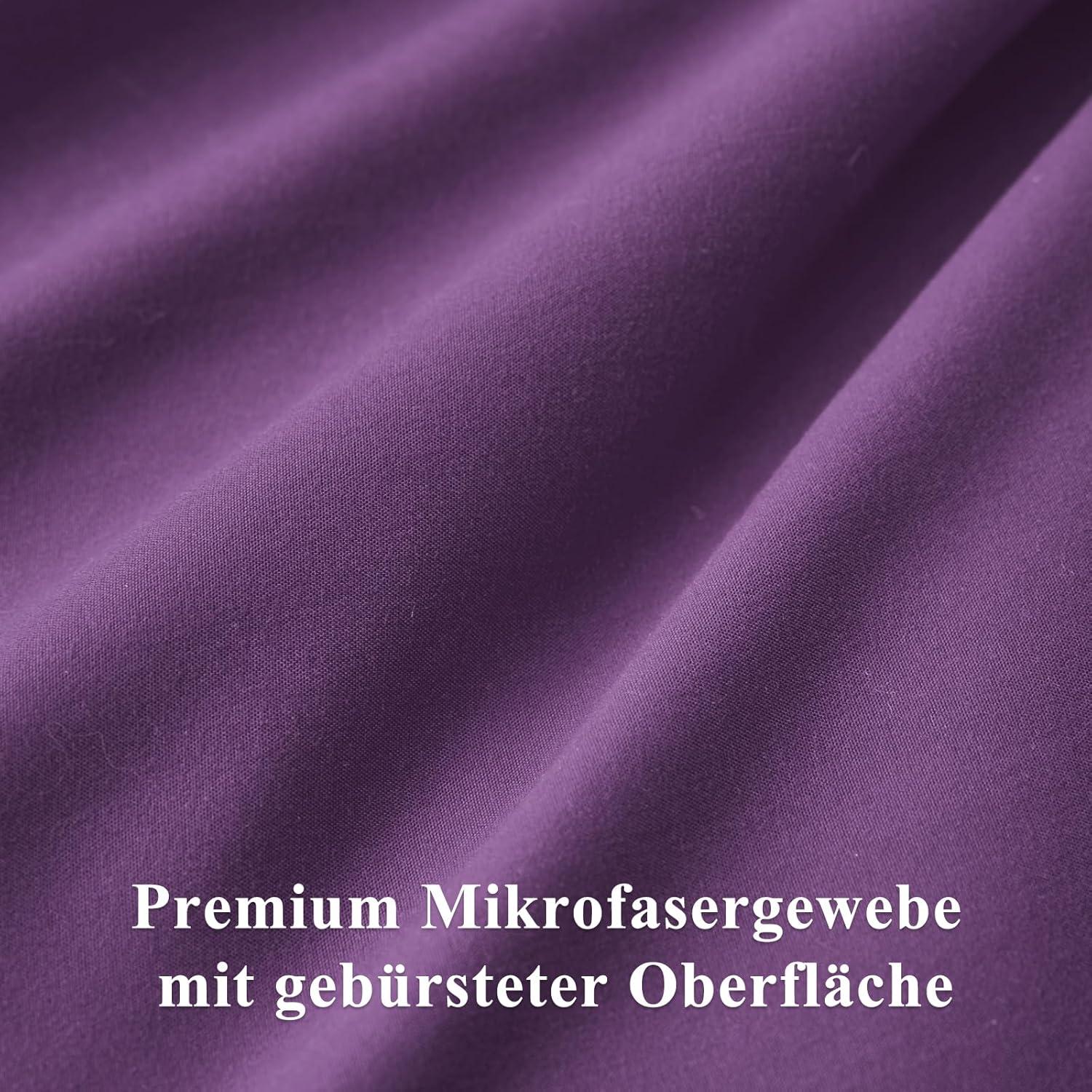 Bettwäsche 200x220 Lila 3teilig Mikrofaser weich bügelfrei 2x80x80cm