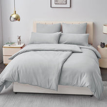 Bettwäsche-Set 135x200 Hellgrau Mikrofaser 4tlg mit