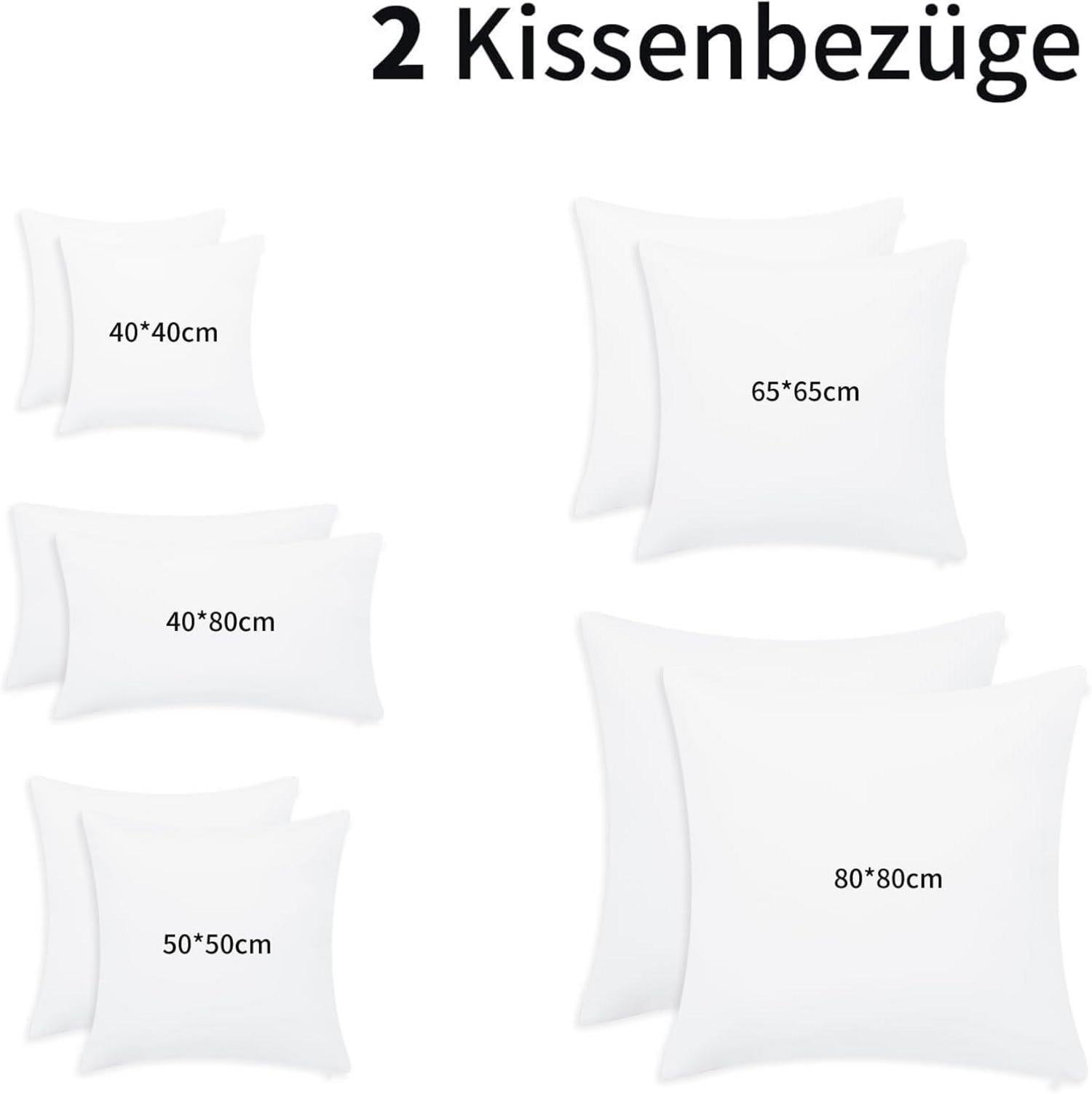 Kissenbezug 80x80 2er Set Weiß Mikrofaser Reißverschluss - Weich