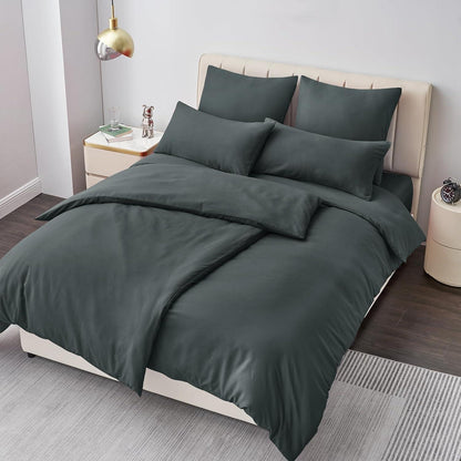 Bettwäsche Set 135x200 Grau 4tlg Mikrofaser Reißverschluss
